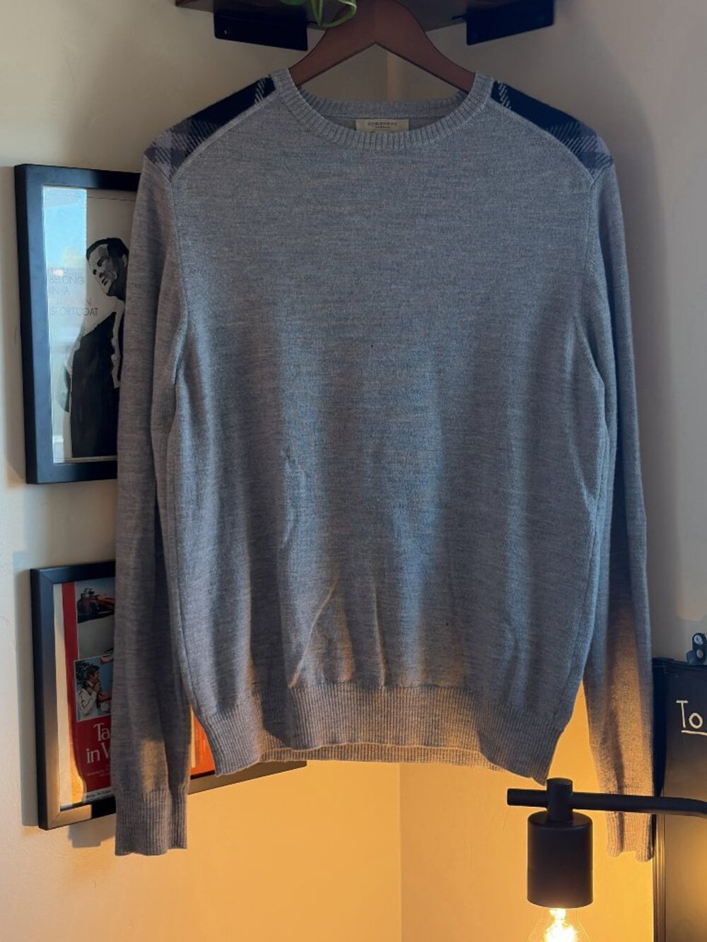 Burberry London Crew Neck Sweater Navy Shoulders Men's M